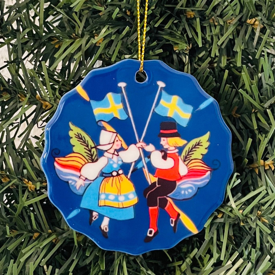 SALE Ceramic Ornament, Swedish Dancers