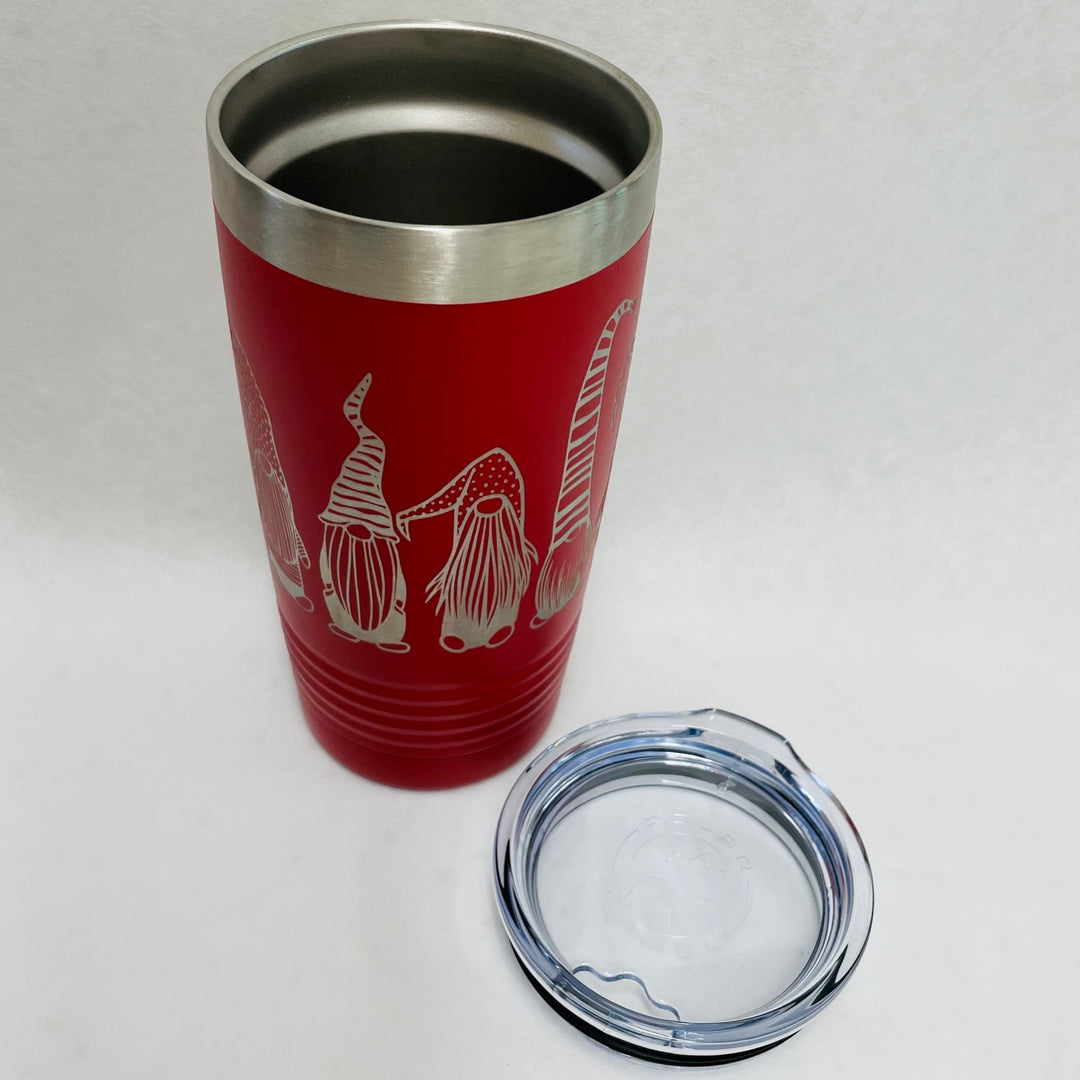 Gnomes on Red 20 oz Stainless Steel hot/cold Cup