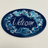 Oval Ceramic Welcome Sign - Lise Lorentzen Rosemaling