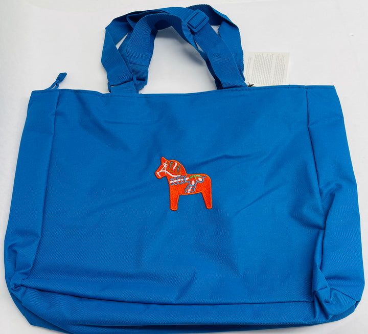 Nylon Tote Bag - Royal blue with Dala horse