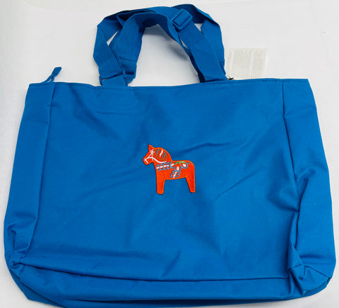 Nylon Tote Bag - Royal blue with Dala horse