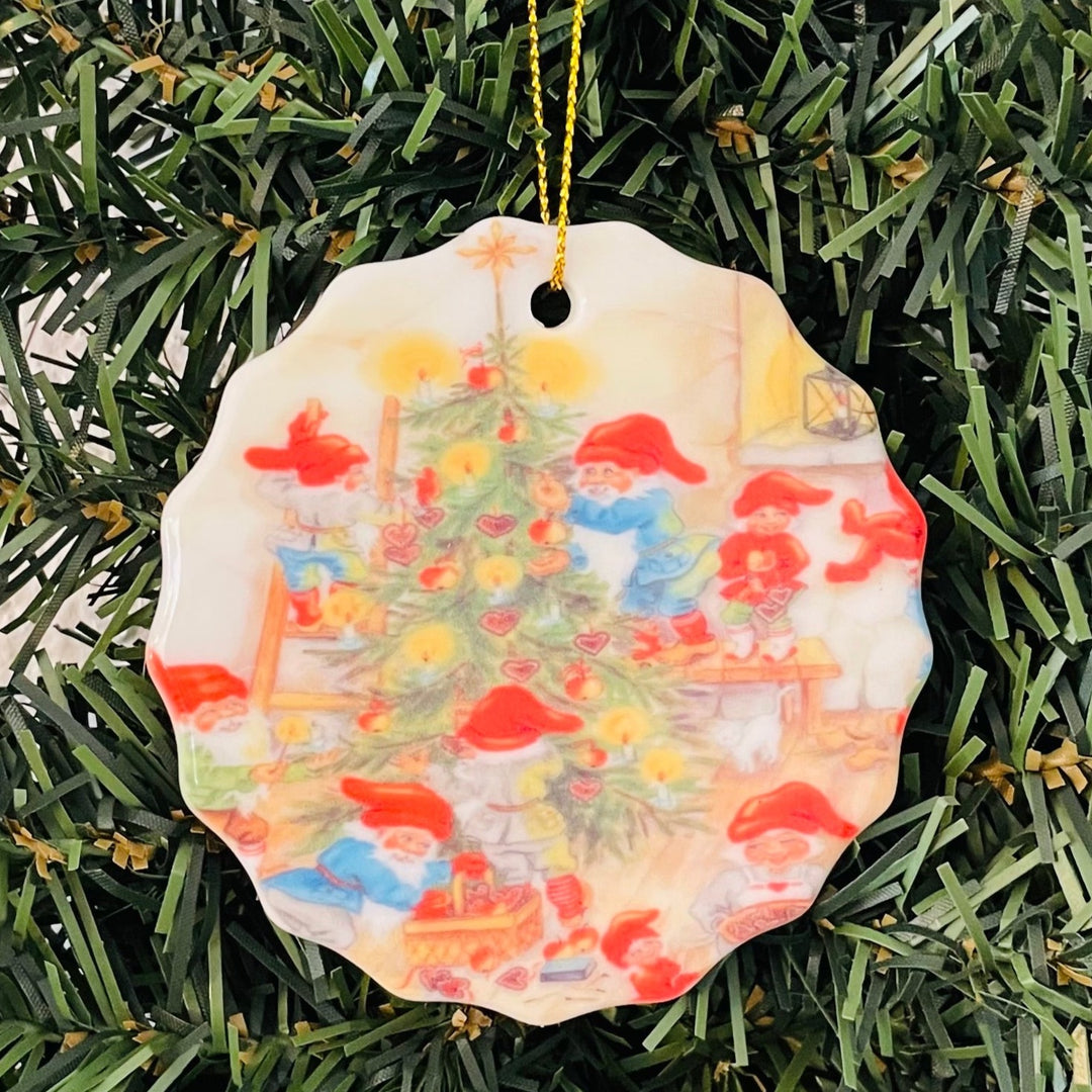 SALE Ceramic Ornament, Tomtar decorating tree