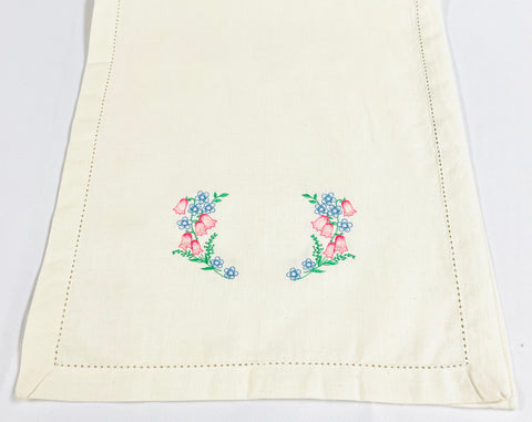Linnea Flowers Embroidered on Cream 36" Runner