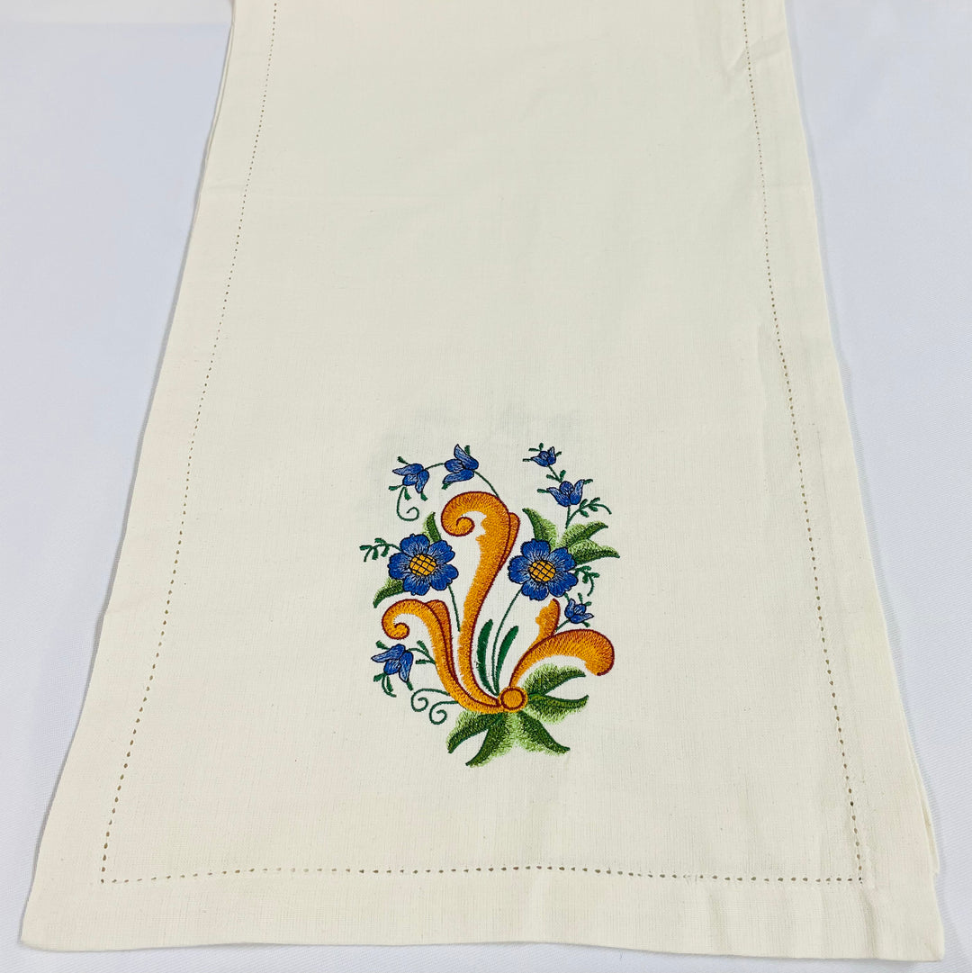 Rosemaling Embroidered on Cream 36" Runner