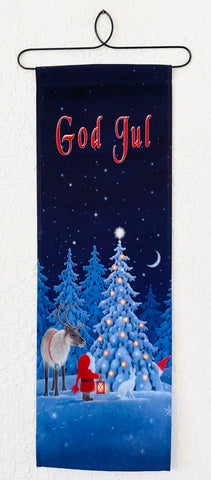 Eva Melhuish Tomte at Tree with Animals Fabric wall hanging