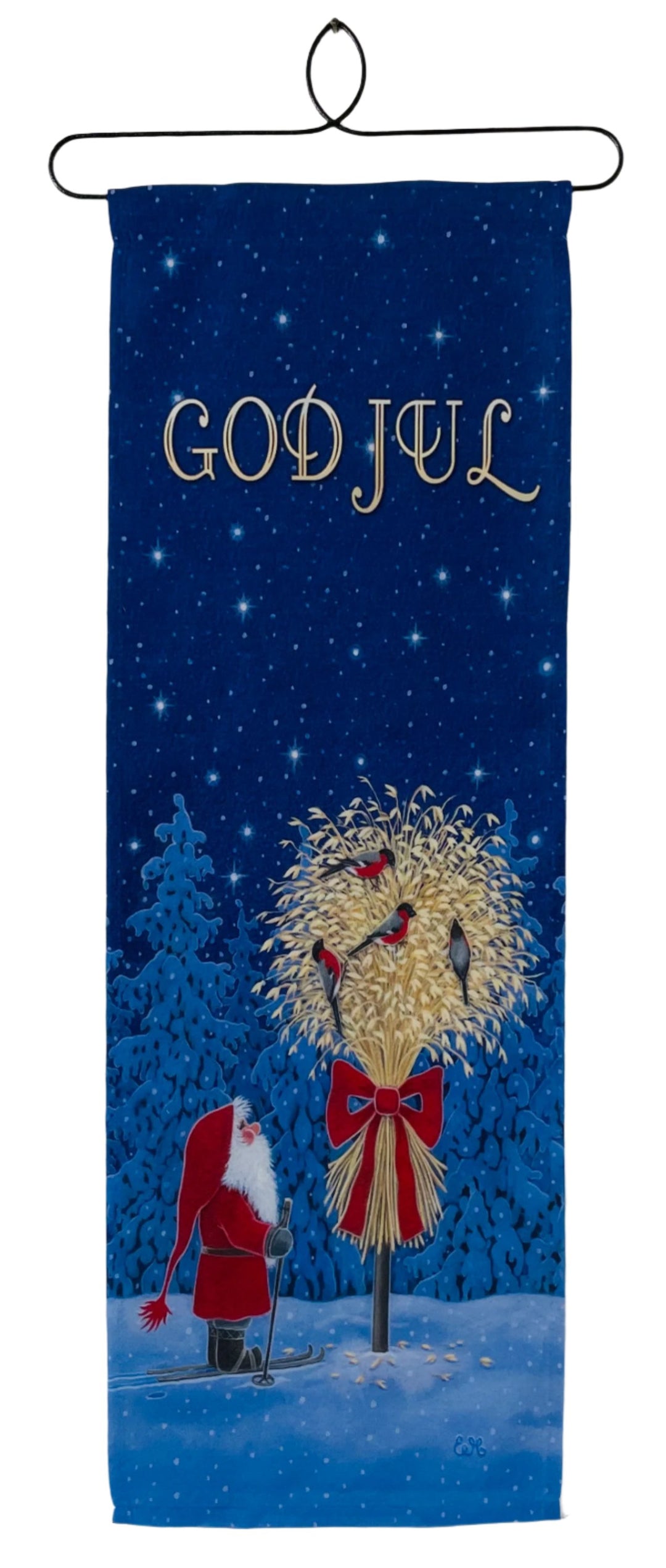 Eva Melhuish Tomte with Sheaf of Wheat Fabric wall hanging