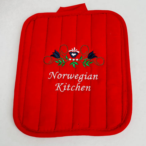 Pot holder - Norwegian Kitchen on red
