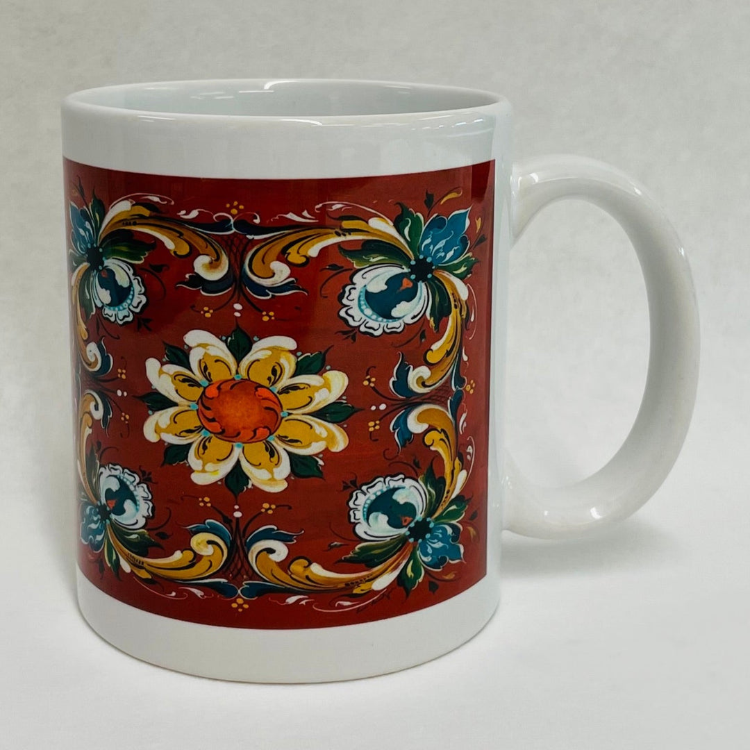 Lise Lorentzen Red Rosemaling coffee mug