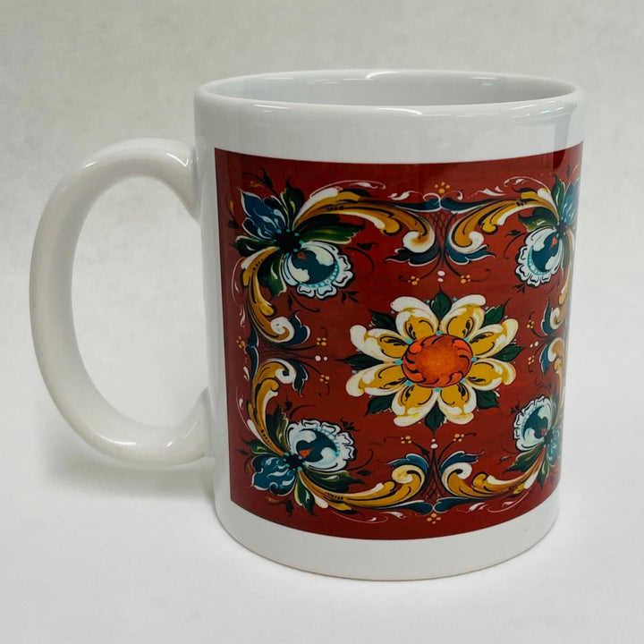 Lise Lorentzen Red Rosemaling coffee mug