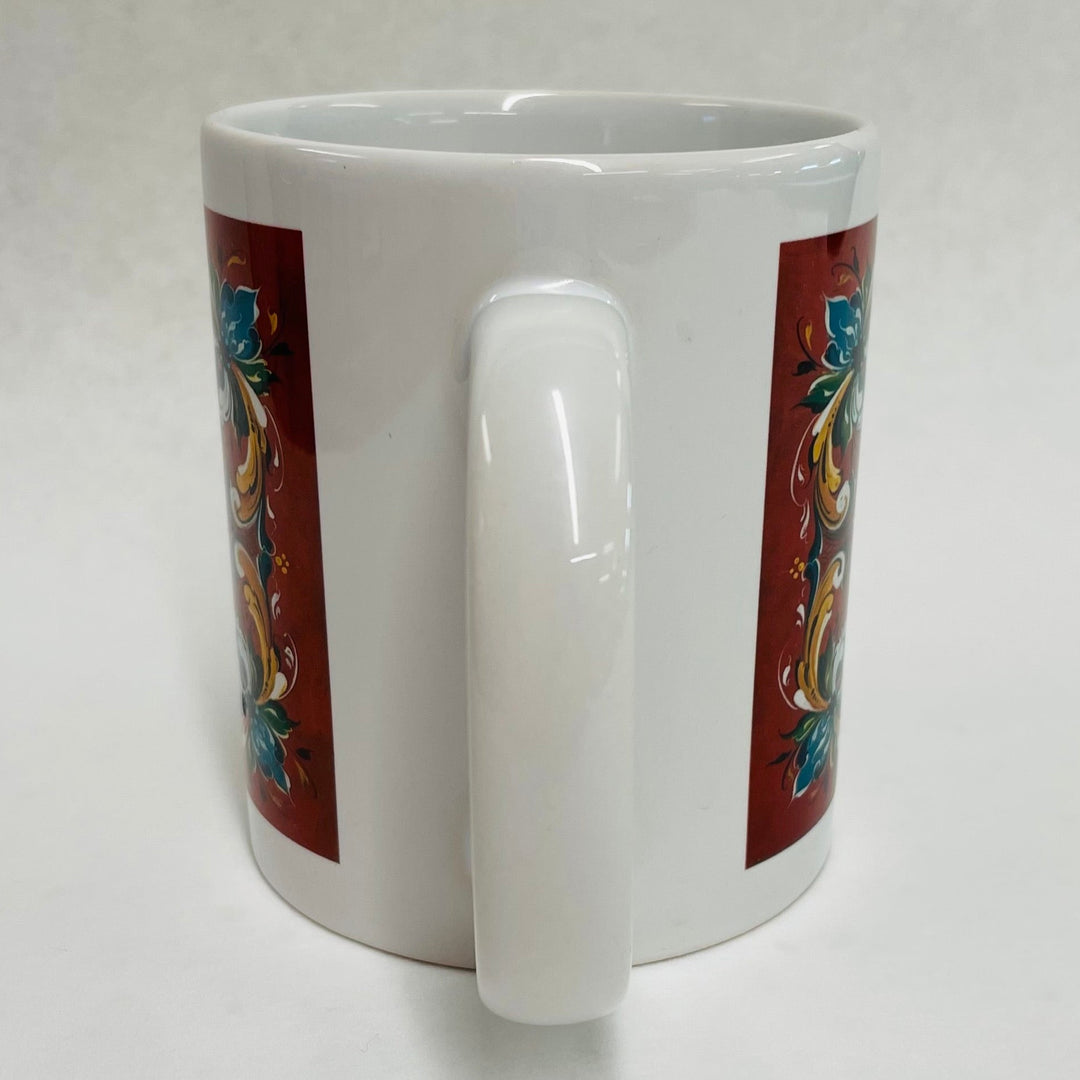 Lise Lorentzen Red Rosemaling coffee mug