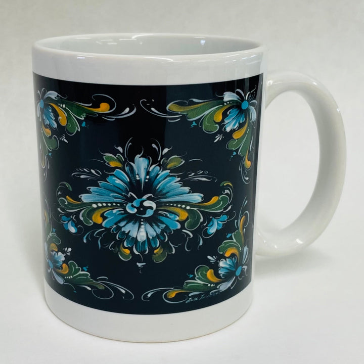 Lise Lorentzen Black Rosemaling coffee mug