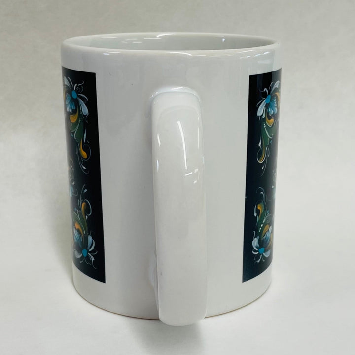 Lise Lorentzen Black Rosemaling coffee mug