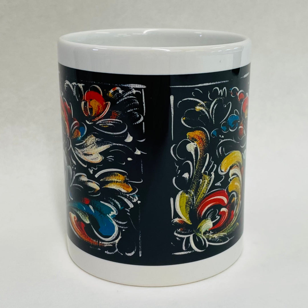 Lise Lorentzen Black Rosemaling coffee mug