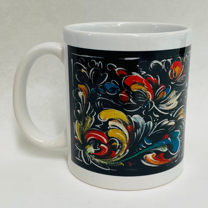 Lise Lorentzen Black Rosemaling coffee mug