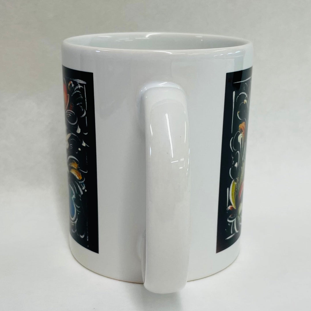 Lise Lorentzen Black Rosemaling coffee mug