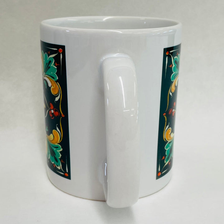 Lise Lorentzen Black Rosemaling coffee mug