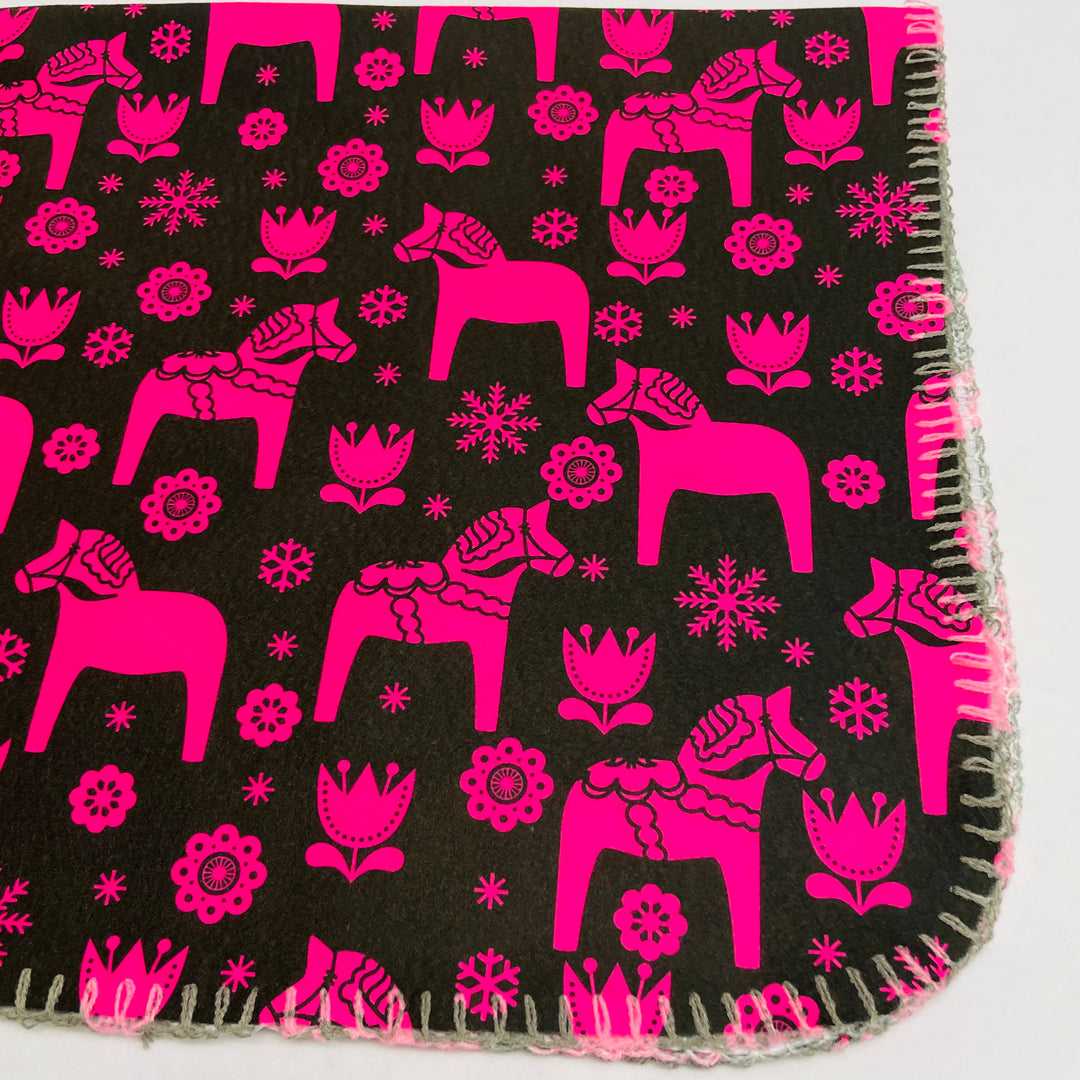 Fleece Baby Blanket - Dala horses