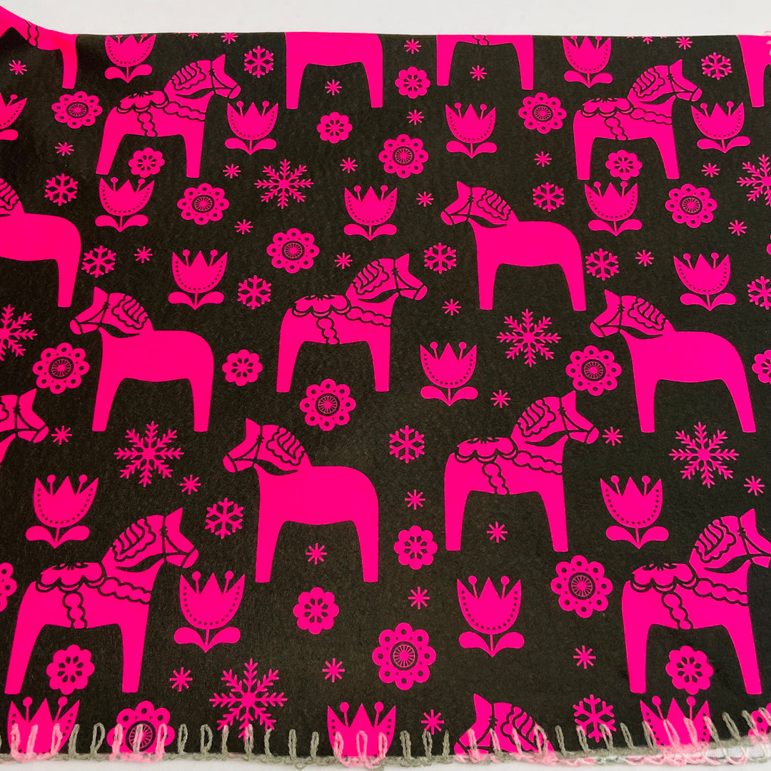 Fleece Baby Blanket - Dala horses