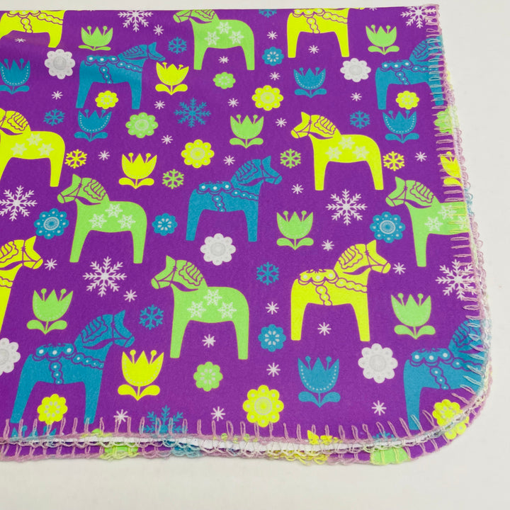 Fleece Baby Blanket - Dala horses