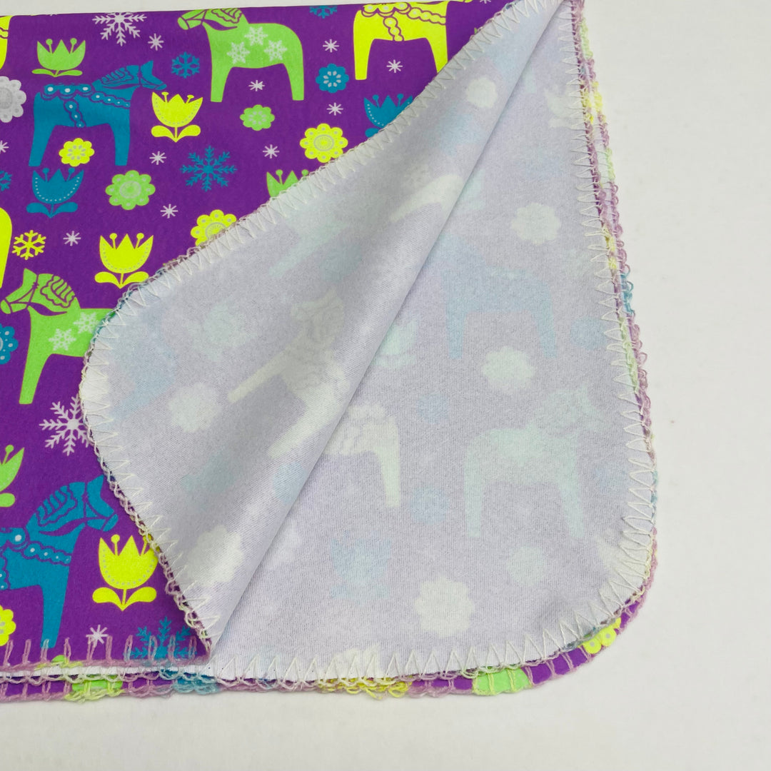 Fleece Baby Blanket - Dala horses