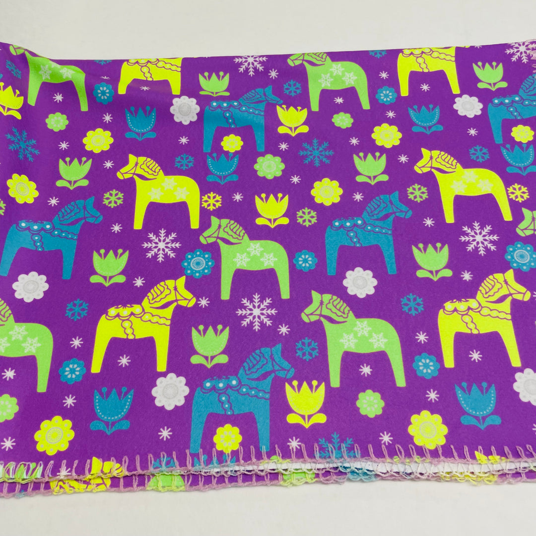 Fleece Baby Blanket - Dala horses