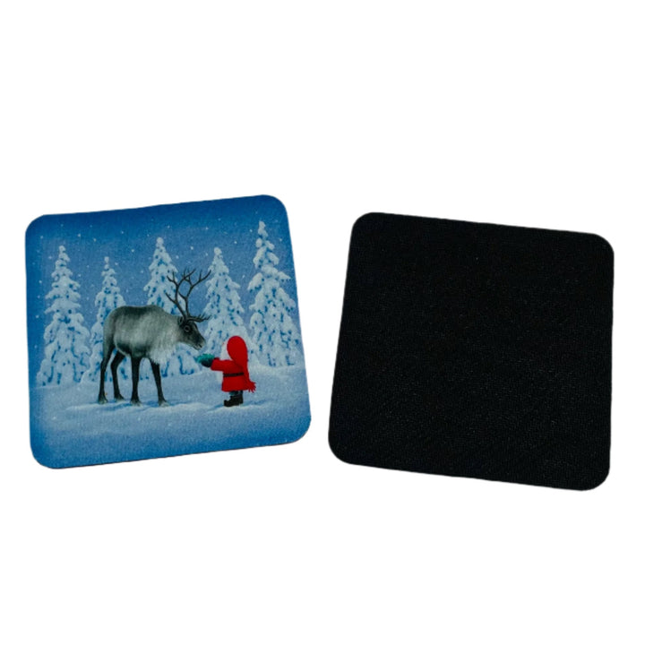 Eva Melhuish Tomte Feeding Reindeer Coasters Box of 6