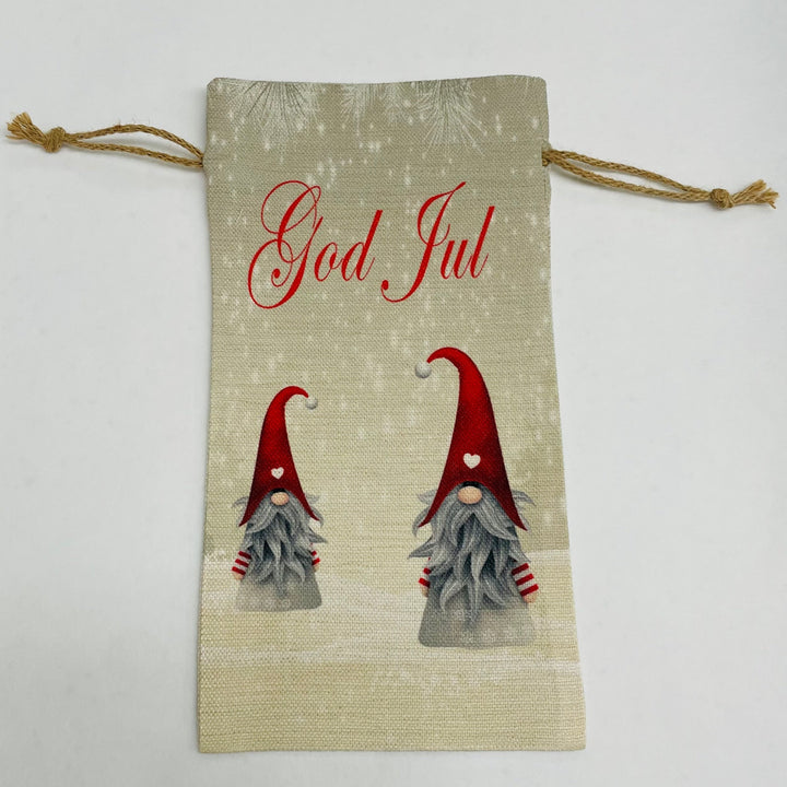 Bottle Gift Bag - God Jul Gnomes