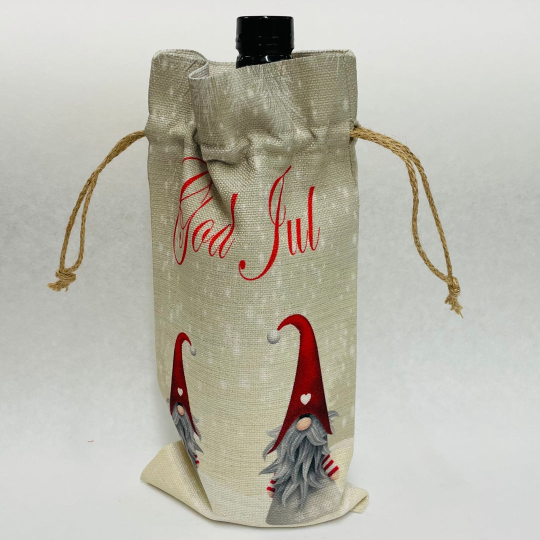 Bottle Gift Bag - God Jul Gnomes