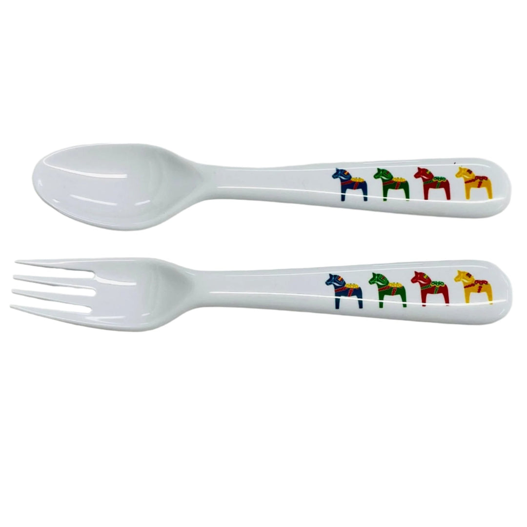 Children's Fork and Spoon Set - Dala horses