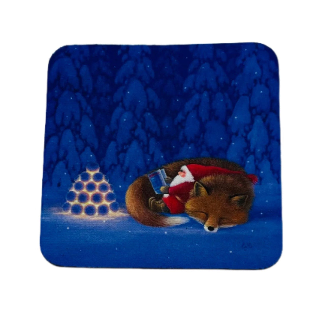 Eva Melhuish Tomte reading with Fox Coasters Box of 6