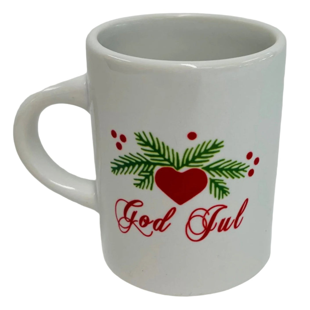 Ceramic Glögg Cup - God Jul Hearts & Pines