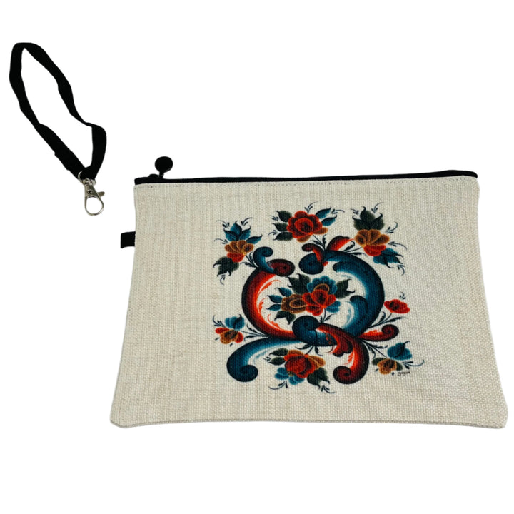 Zippered Cosmetic Bag - Rosemaling