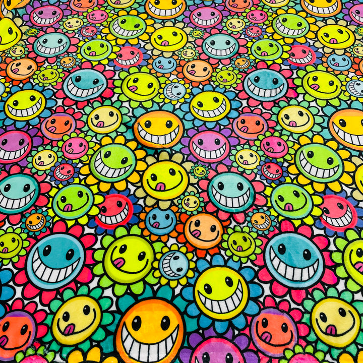 Baby Blanket - Neon Flower Smiles