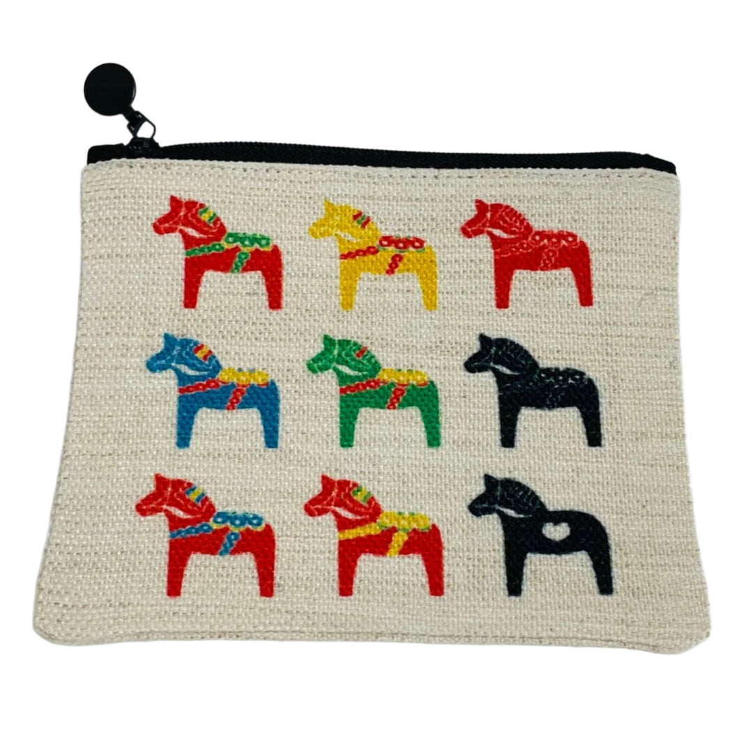 Zippered Pouch Coin Purse - Dala Horses