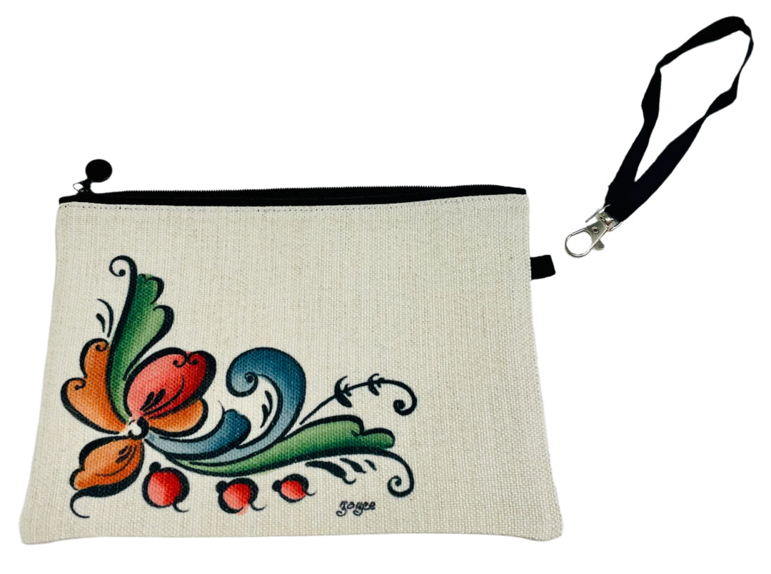 Zippered Cosmetic Bag - Rosemaling