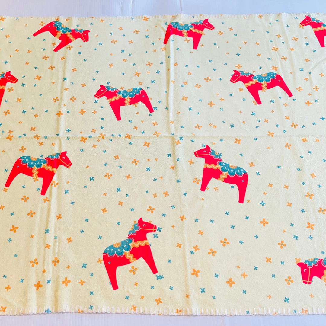 Fleece Baby Blanket - Dala horses