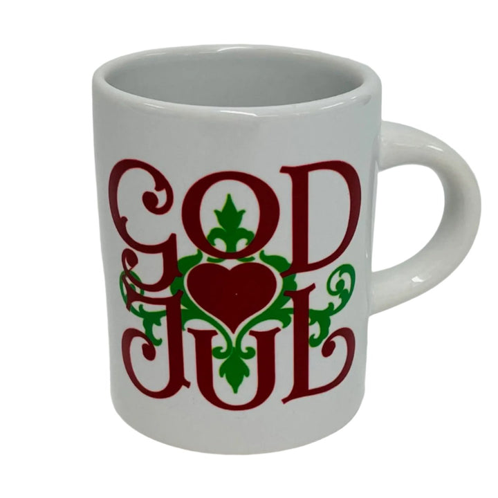 Ceramic Glögg Cup - God Jul Scroll