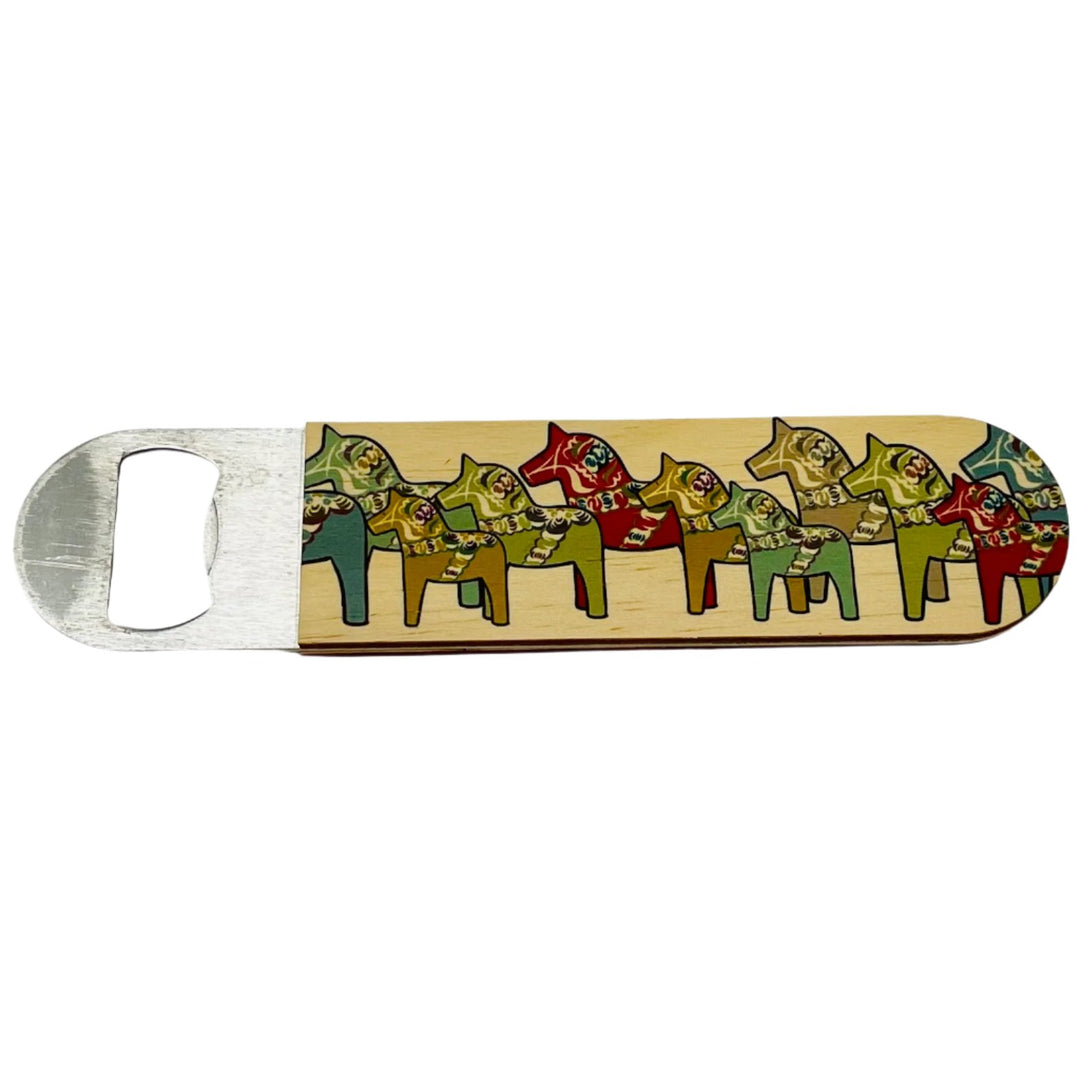 Wooden Handle Stainless Steel Bottle Opener - Dala horses