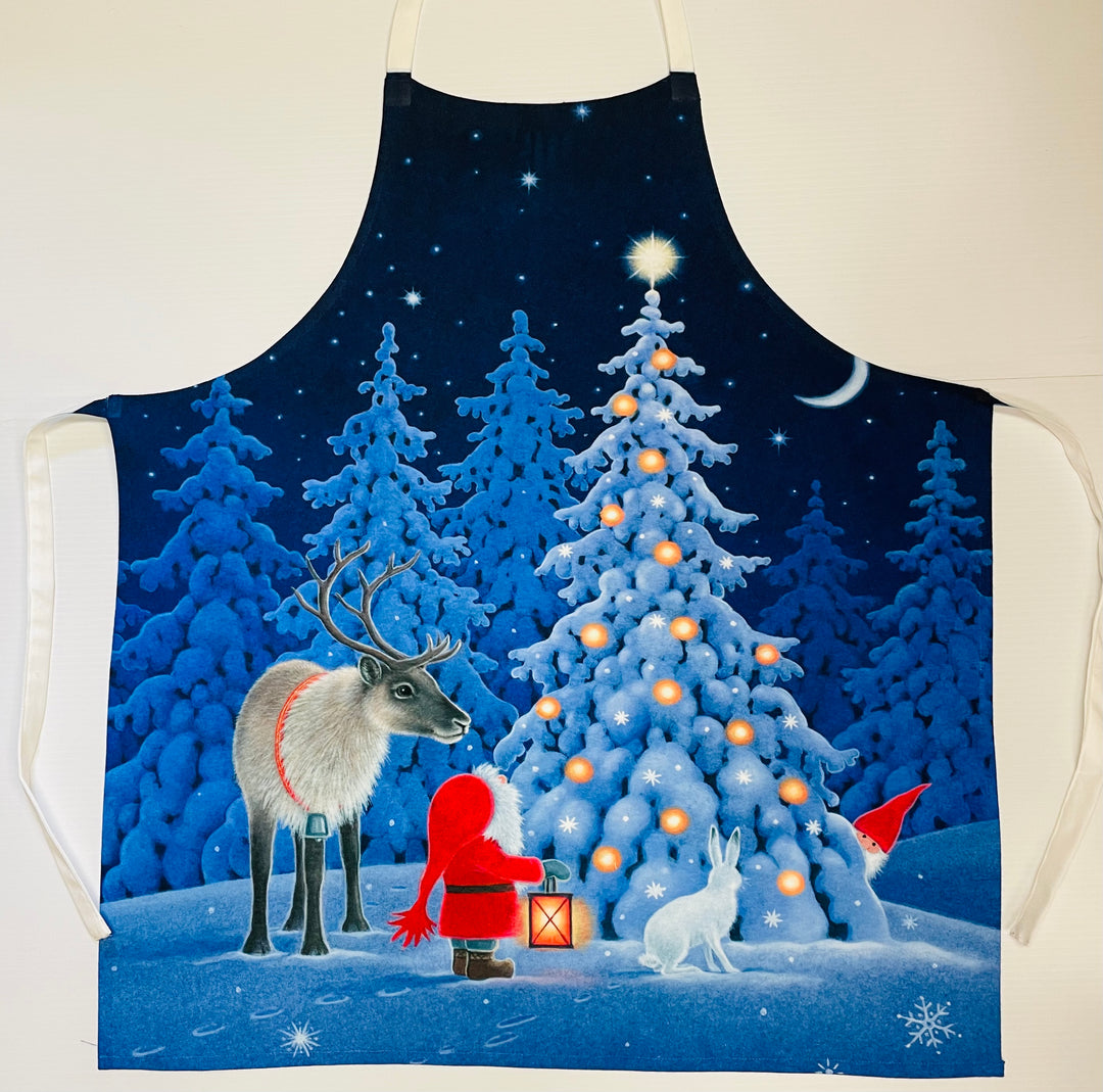 Apron - Eva Melhuish Tomte Reindeer & Rabbit at tree