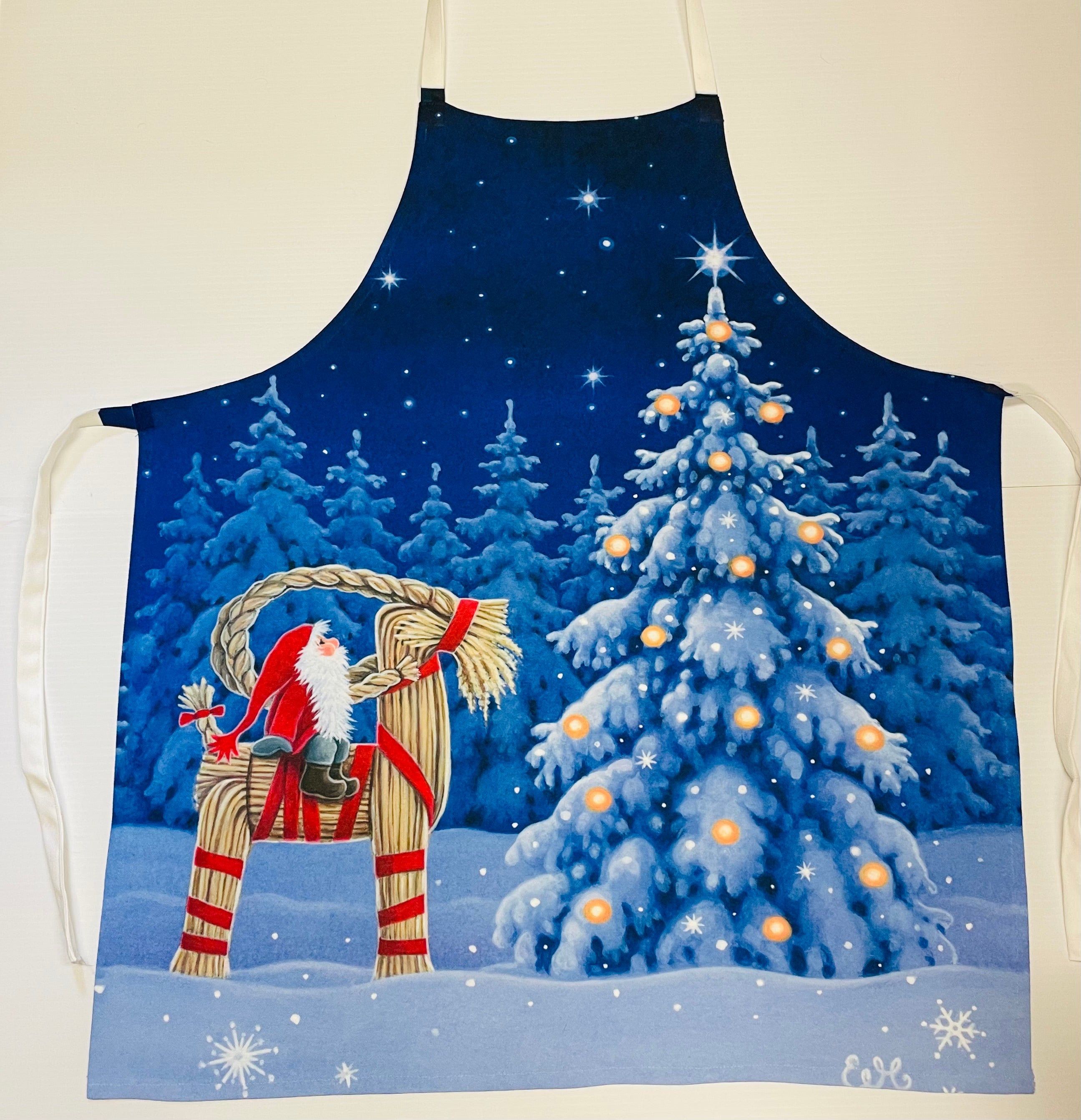 Apron - Eva Melhuish Tomte on Straw Goat at tree – Gift Chalet