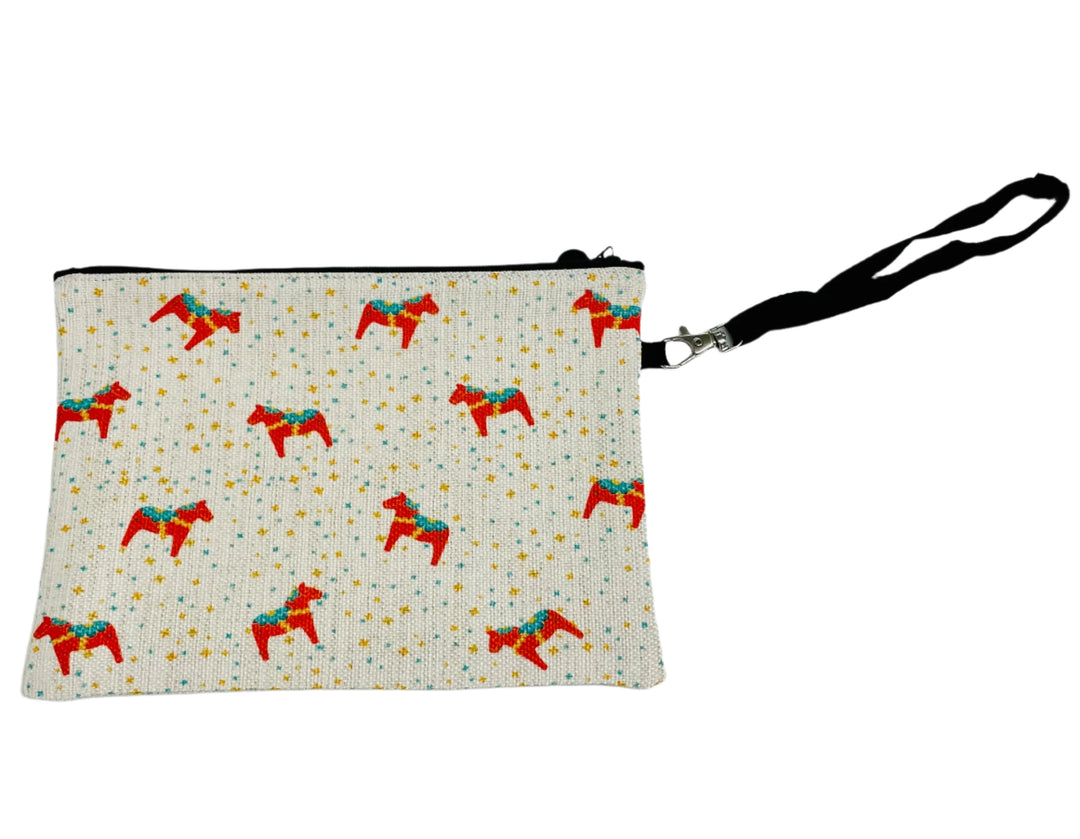 Zippered Cosmetic Bag - Dala horses