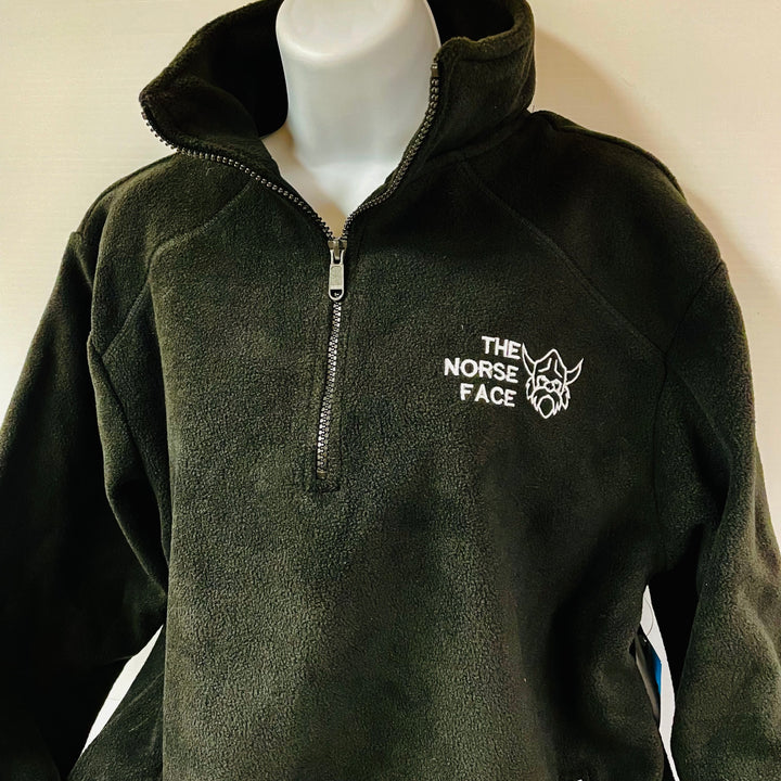 Embroidered Norse Face 1/2 zip fleece pullover