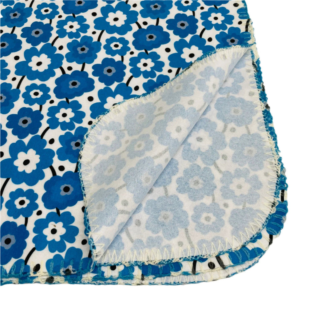 Fleece Baby Blanket - Blue Flowers