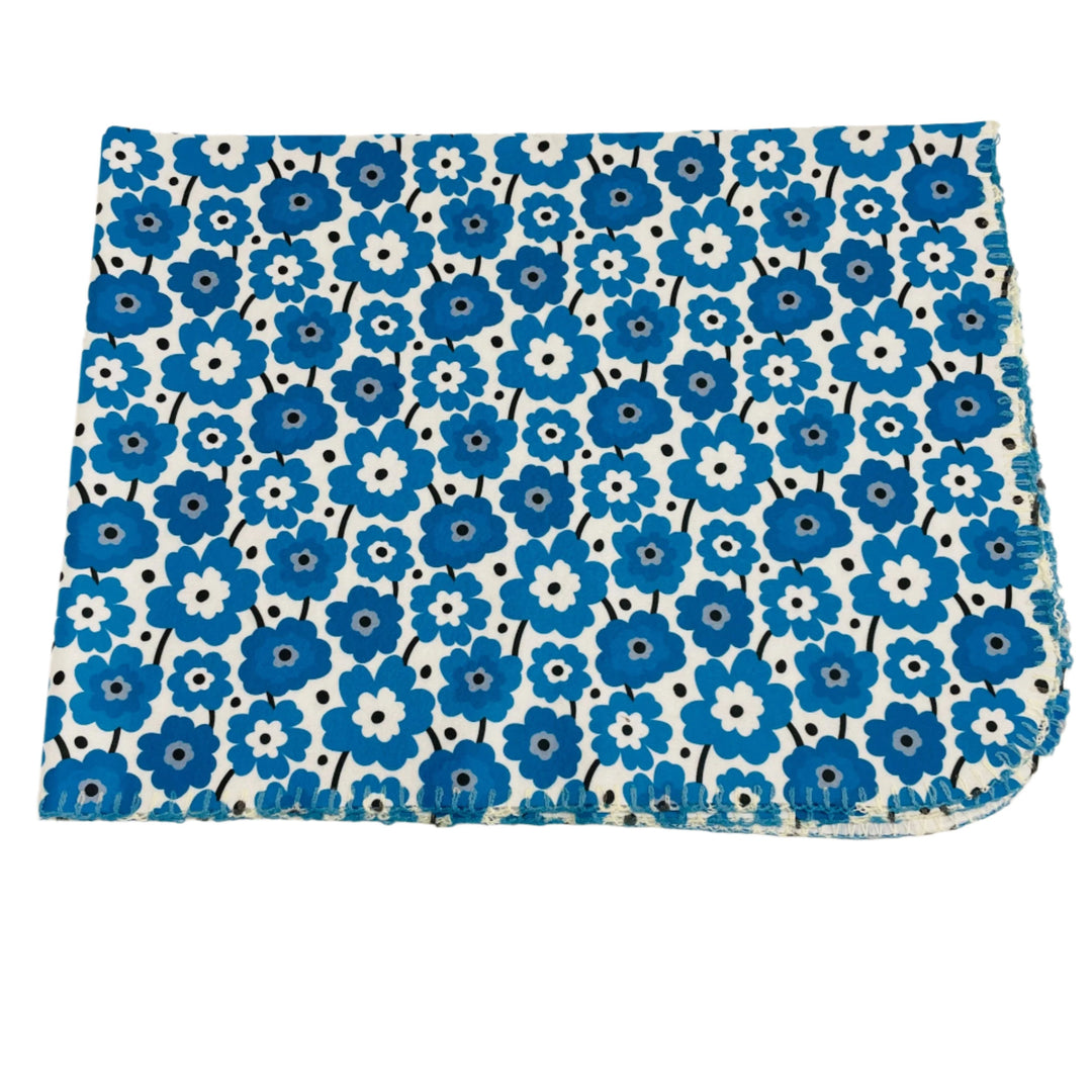 Fleece Baby Blanket - Blue Flowers