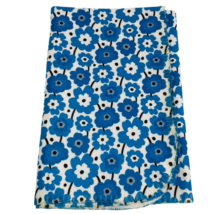 Fleece Baby Blanket - Blue Flowers