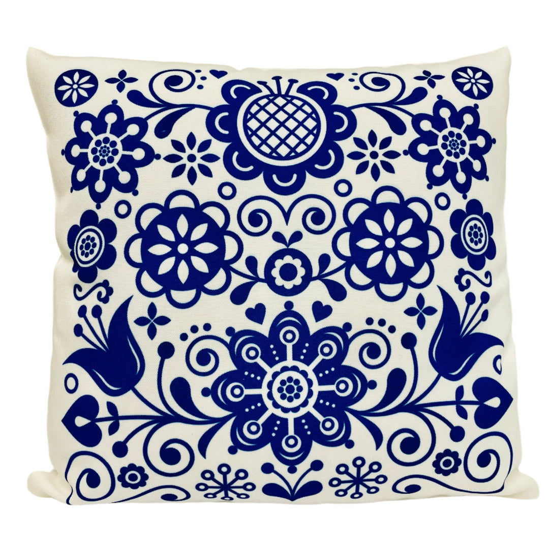 Pillow - Blue Folk Art Flowers