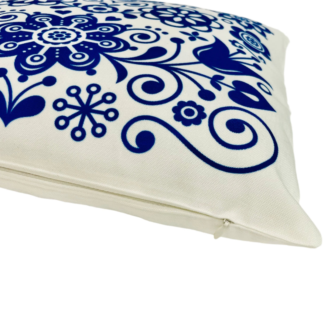 Pillow - Blue Folk Art Flowers