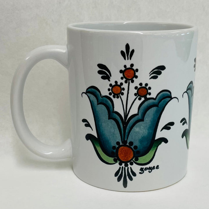 Rosemaling Flower Coffee Mug