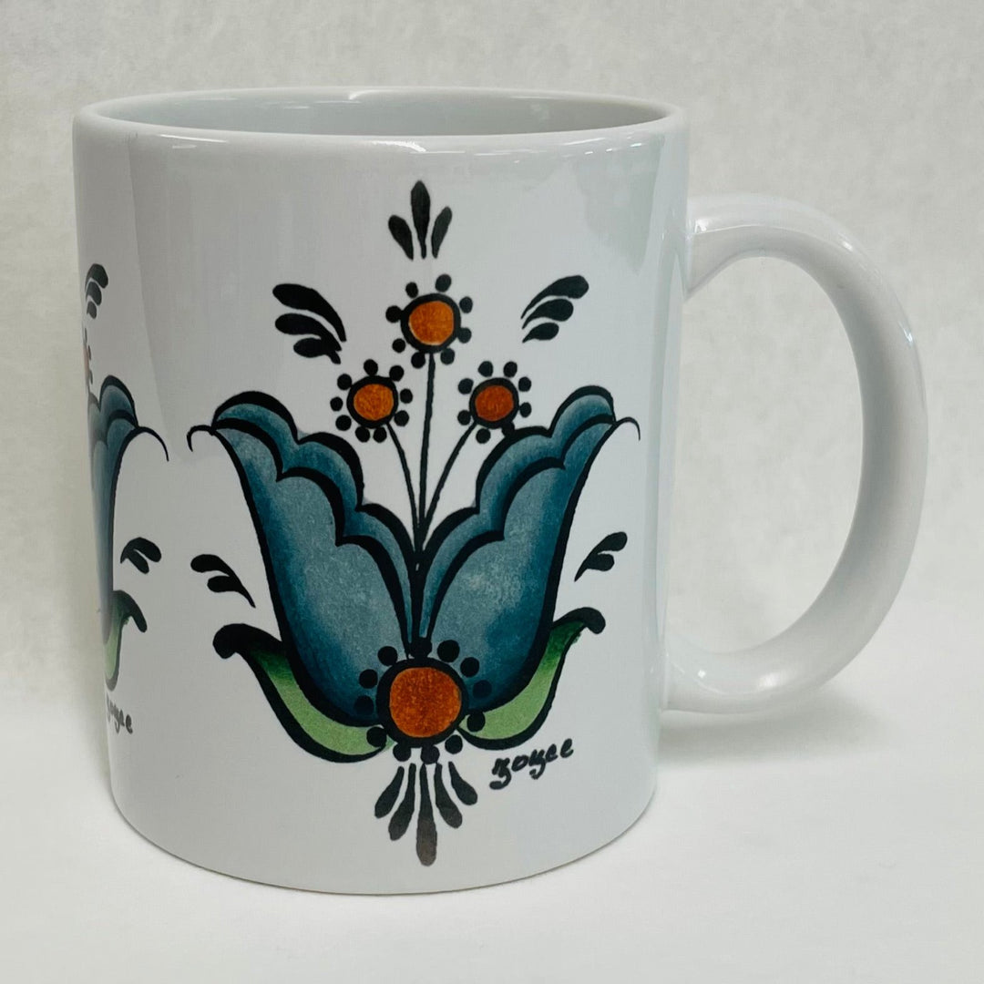 Rosemaling Flower Coffee Mug