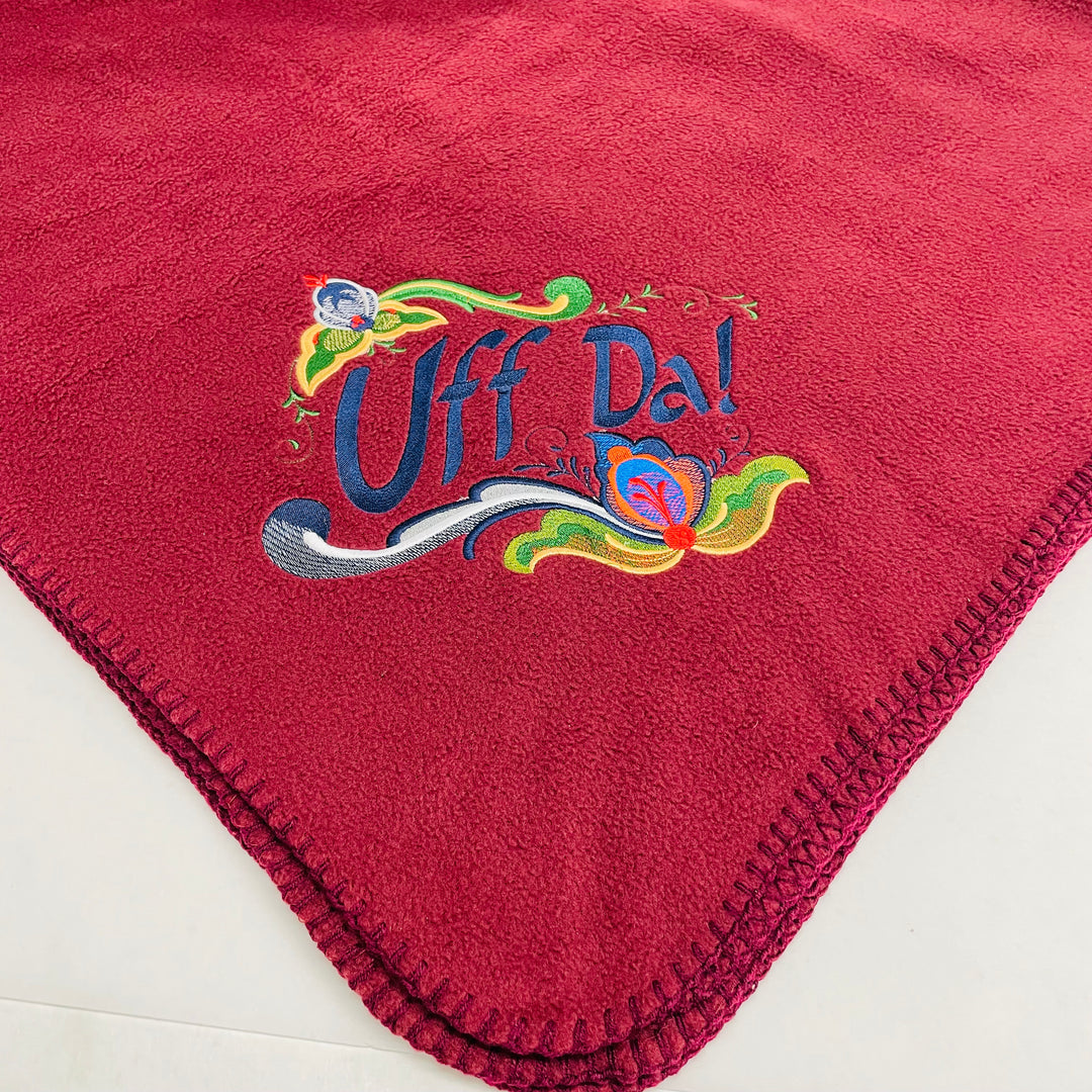 Fleece Throw Blanket - Uff da Rosemaling